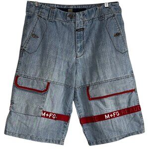 Vintage Girbaud Marithé & François Denim Cargo Shorts Streetwear M+Fg Accent 34"